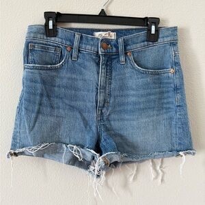Madewell High Rise Light Blue Jean Shorts with Frayed Hem